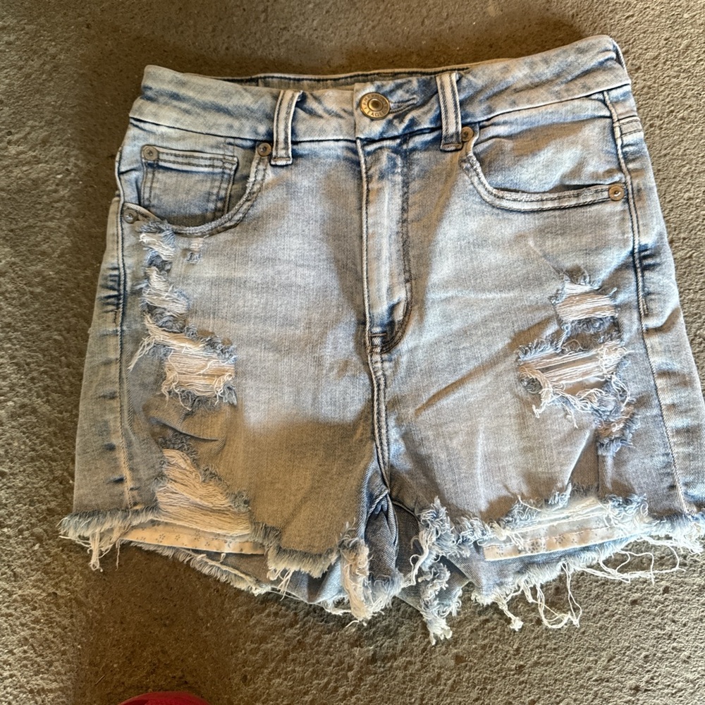 American Eagle Outfitters Light Blue Distressed Jean Shorts
